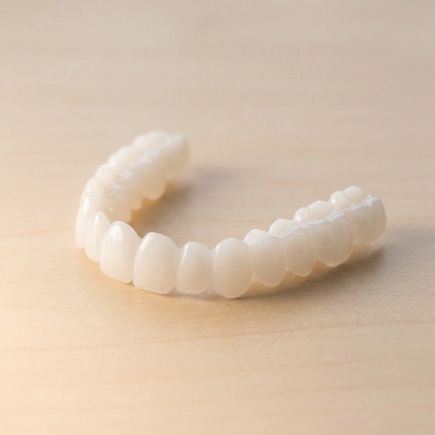 Nakładka Snap-On-Smile z bliska na neutralnym tle